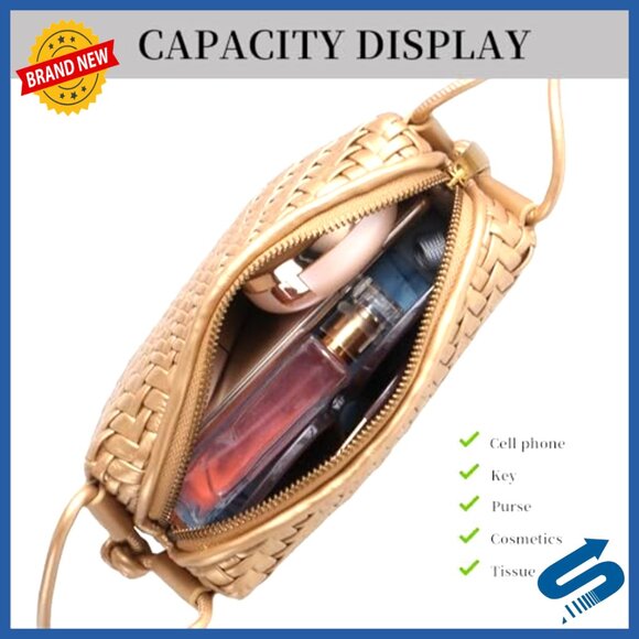 Dealkion Woven Crossbody Bags for Women Small Summer Boho  Woven Vegan Leather Crossbody Bag Small Shoulder Purse Trendy Chic